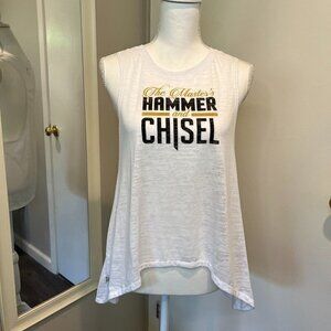 NWT Beachbody The Master's Hammer and Chisel White Halter tank, Size Med